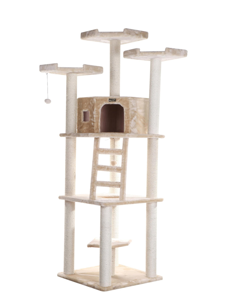 Armarkat Multi-function Real Wood Cat Tower W Spacious Condo, Perches A8001, Beige