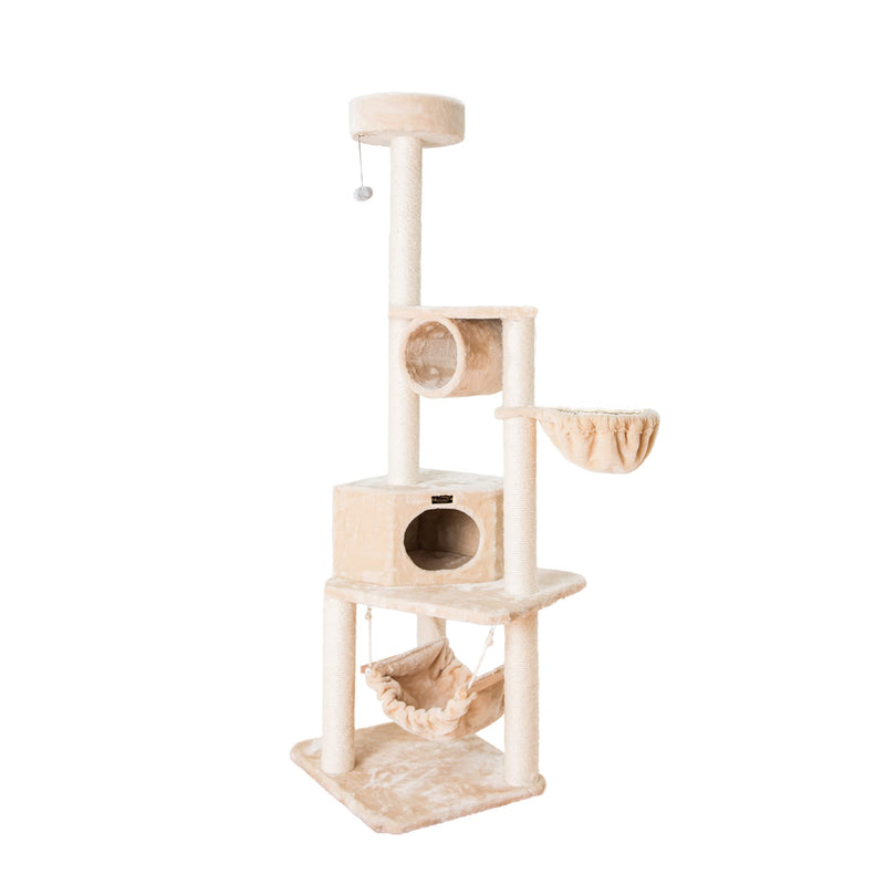 Armarkat 72" H Pet Real Wood Cat Tower, Tower EntertaInment Furniture With Lounge Basket, Perch, A7204