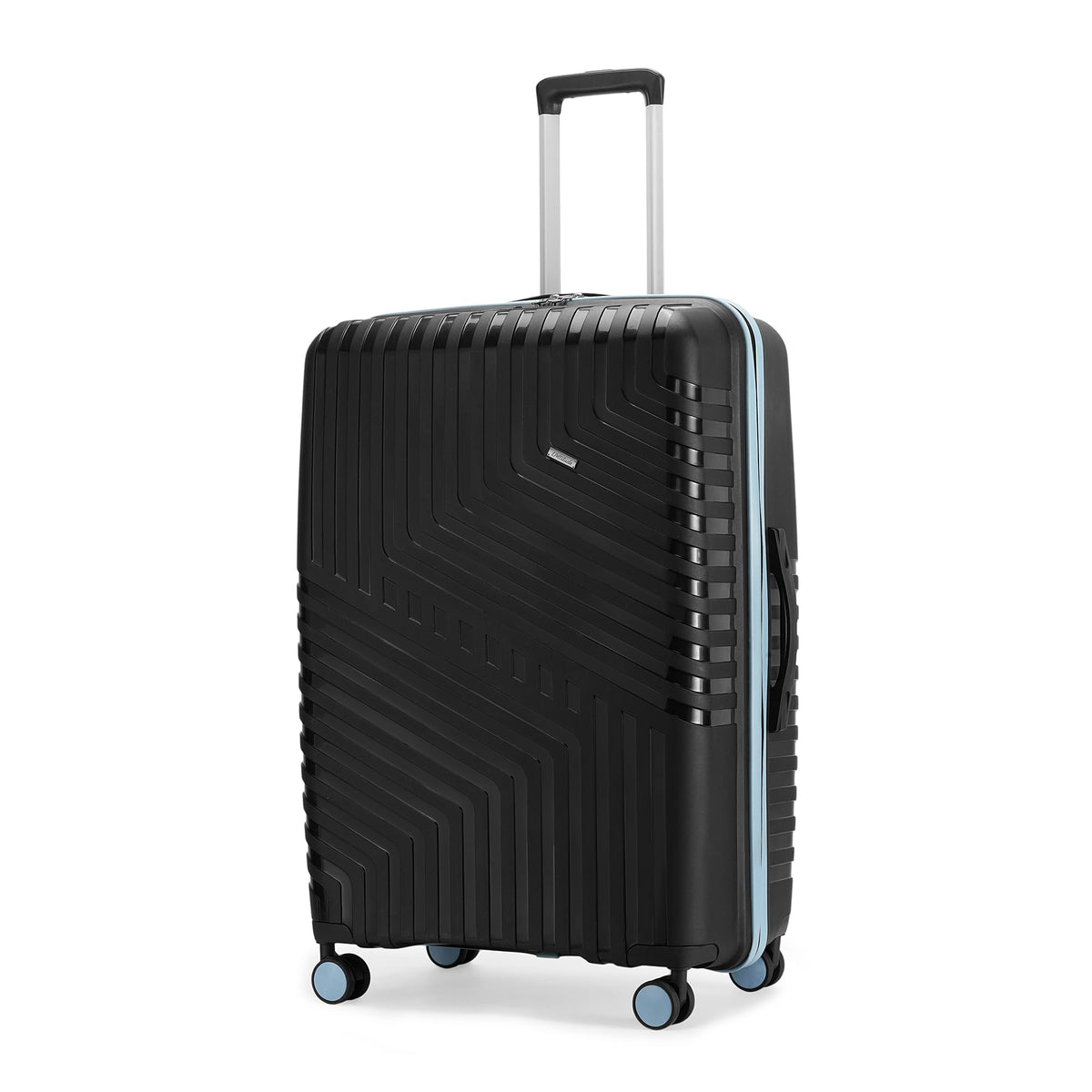 Core Medium Check-in Suitcase 65cm 24 inch Polypropylene Hard Trolley Bag, 8 Spinner Wheels, Recessed Number Lock, Lightweight Luggage for Men & Women Midnight Black/Arctic Blue