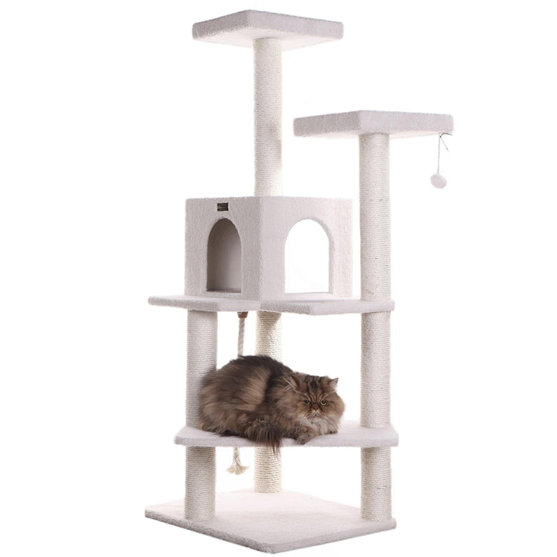 Armarkat Ivory 57" High Real Wood Cat Tree, Fleece Covered Cat Climber, B5701