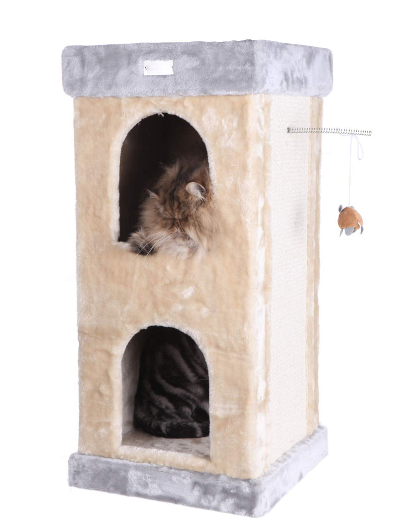 Armarkat Double Condo Real Wood Cat House With Scratching Carpet For Cats, Kitty Enjoyment