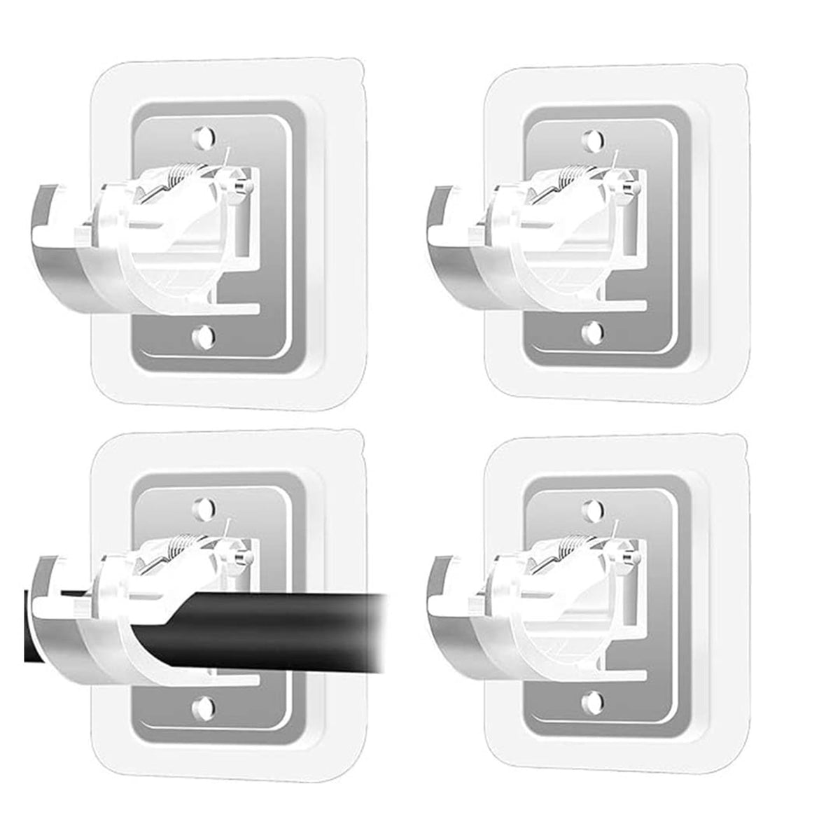 BRAND VILLA Self-Adhesive No Drill Curtain Rod Brackets Curtain Rod Holder Hooks Nail Free Adjustable Curtain Rod Wall Hooks Hangers for Bathroom Kitchen and Hotel (Pack of 4)
