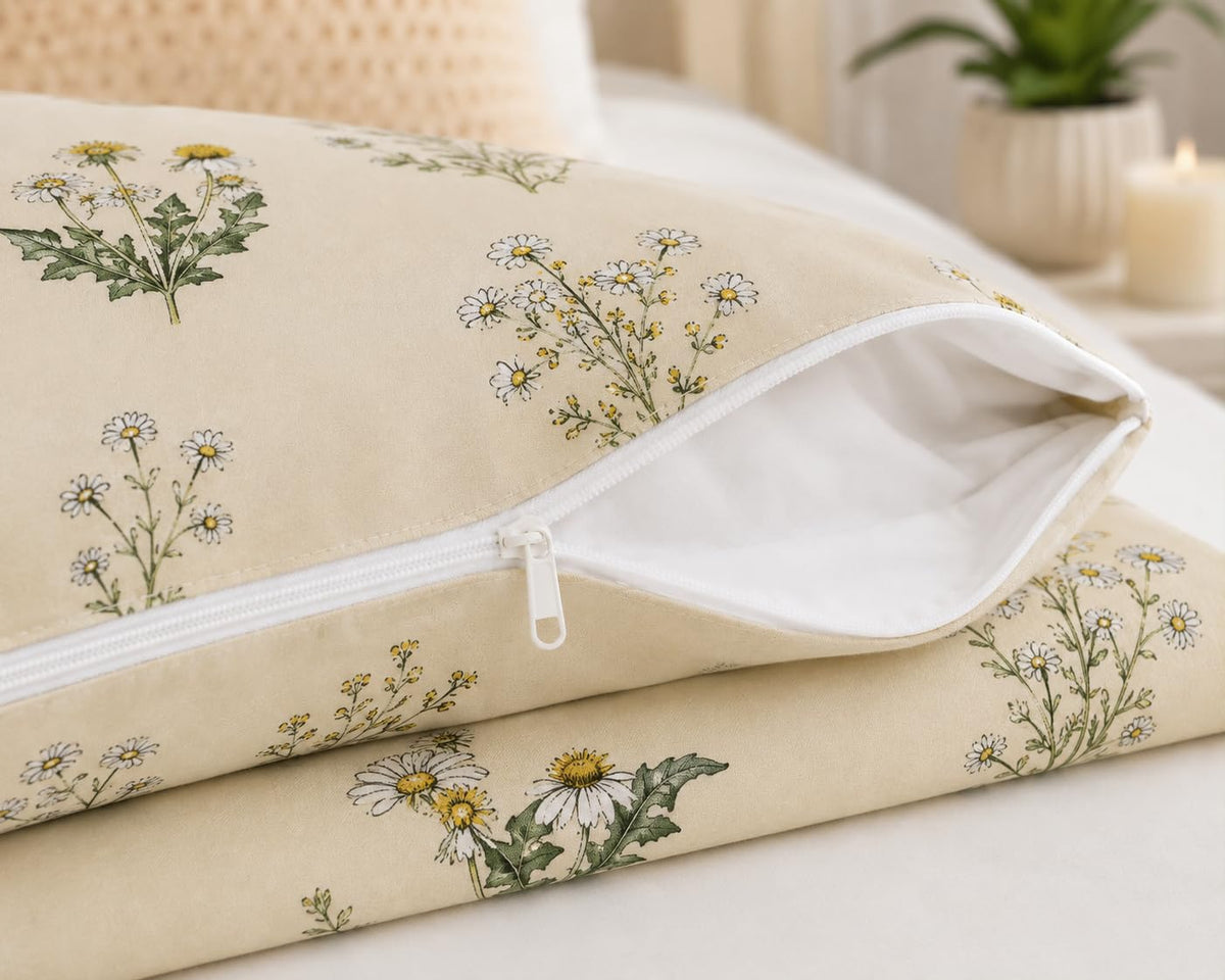 Castiqa Premium Cotton King Size Quilt Cover/Duvet Cover/Rajai Cover/Blanket Cover with Zipper Closure (Single 60x90, Cream, 200)