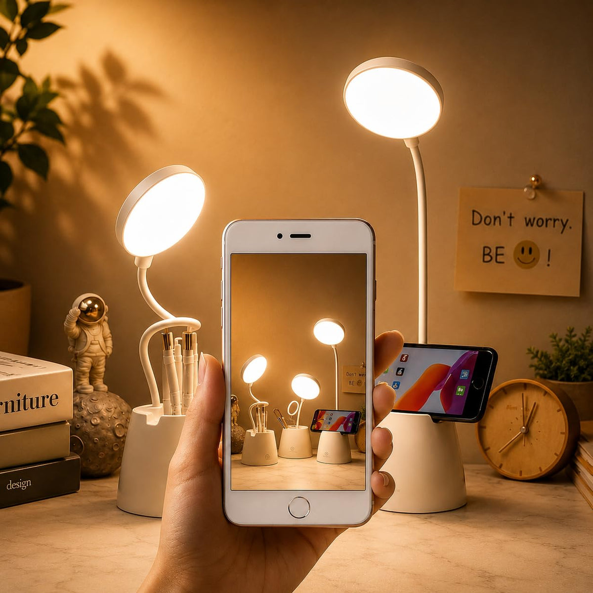 BKK Rechargeable LED Study Table Lamp with Touch Sensor 6 Month Warranty 3 Color Modes & Stepless Dimming, Portable USB Desk Light for Study, Reading & Bedside