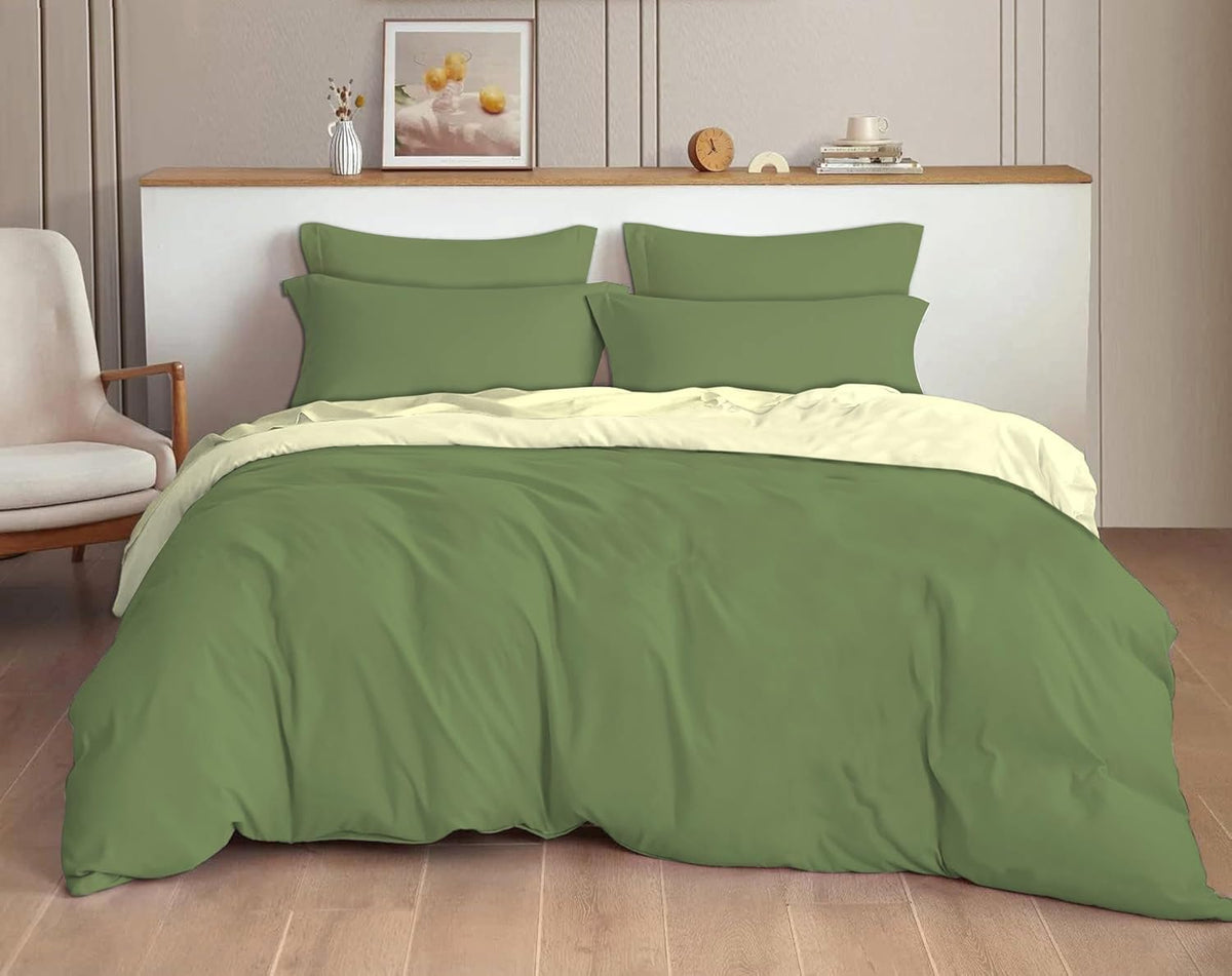 DECOMIZER Plain Solid Glace Cotton King Size Duvet Cover II Razai II Quilt Cover for Double Bed with Zipper Closure - Soild Green