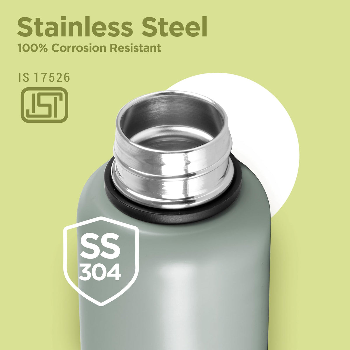 Milton Aura 1000 Thermosteel Water Bottle, 24 Hr Hot and Cold I Leak Proof Lid, ISI Certified I Vacuum Insulated I for Office, Gym, School I Grey