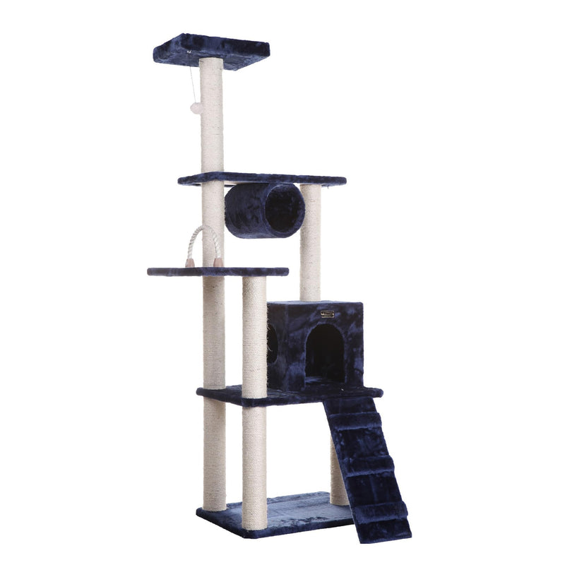 Armarkat 71" Navy Real Wood Cat Climbing Tower, Cat Scratching Furniture, A7101