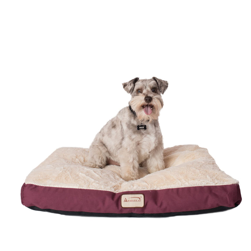 Armarkat M02HJH/MB-M Medium Pet Bed , Dog Crate Mat With Poly Fill Cushion and Removable Cover, Burgundy and Ivory