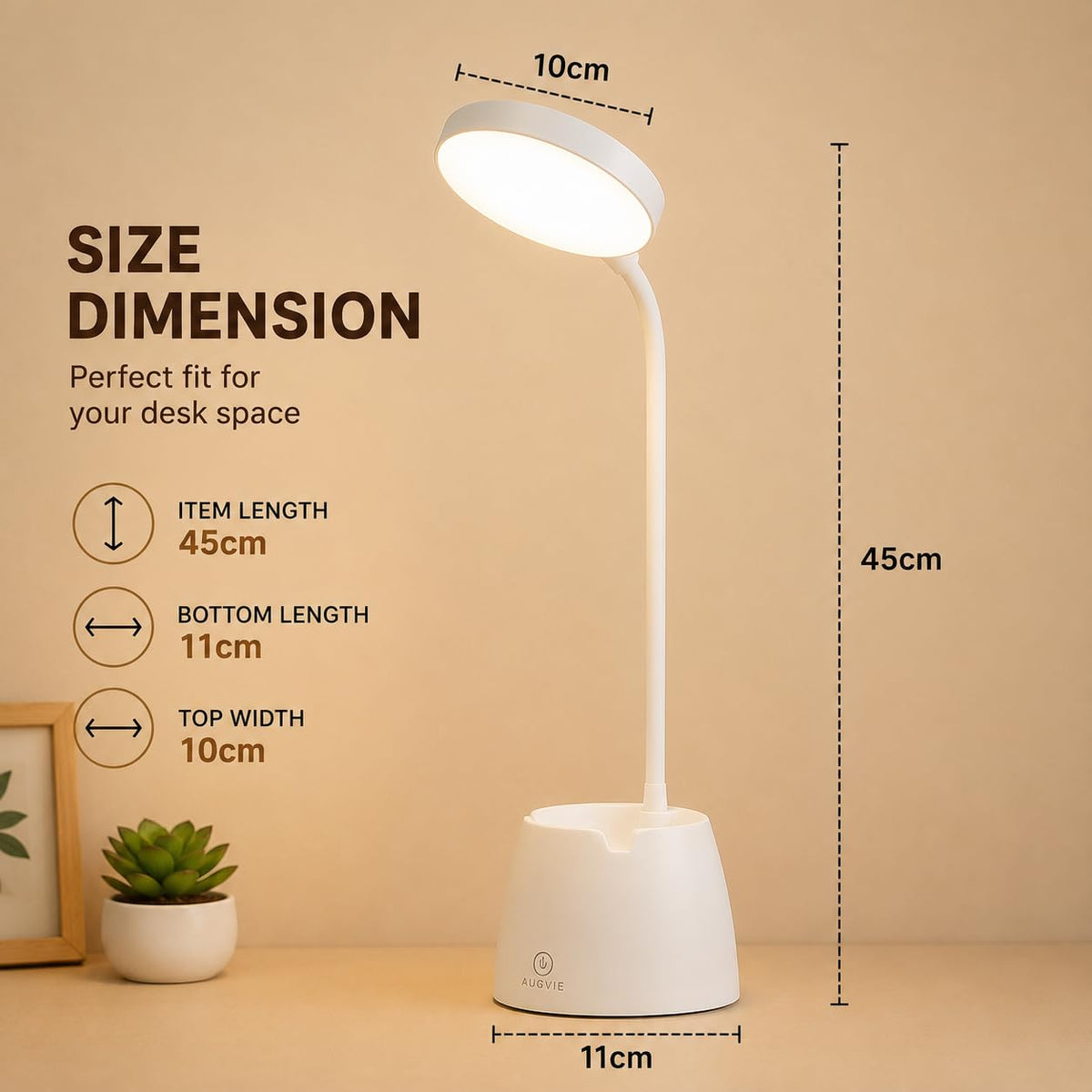 BKK Rechargeable LED Study Table Lamp with Touch Sensor 6 Month Warranty 3 Color Modes & Stepless Dimming, Portable USB Desk Light for Study, Reading & Bedside