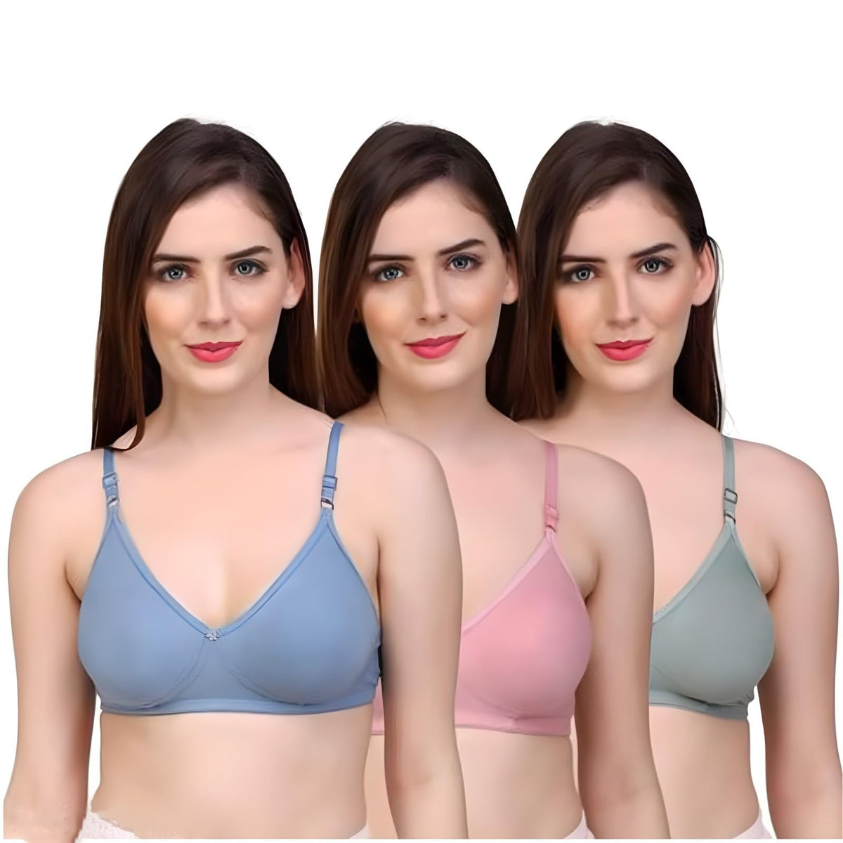 Fair & Care Women's & Girls Non Padded Double Layer Combo (Pack of 3) Bra