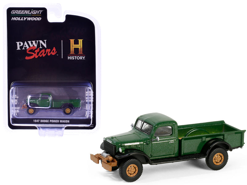 1947 Dodge Power Wagon Pickup Truck Green Metallic and Black Pawn Stars (2009-Current) TV Series Hollywood Series Release 42 1/64 Diecast Model Car by Greenlight