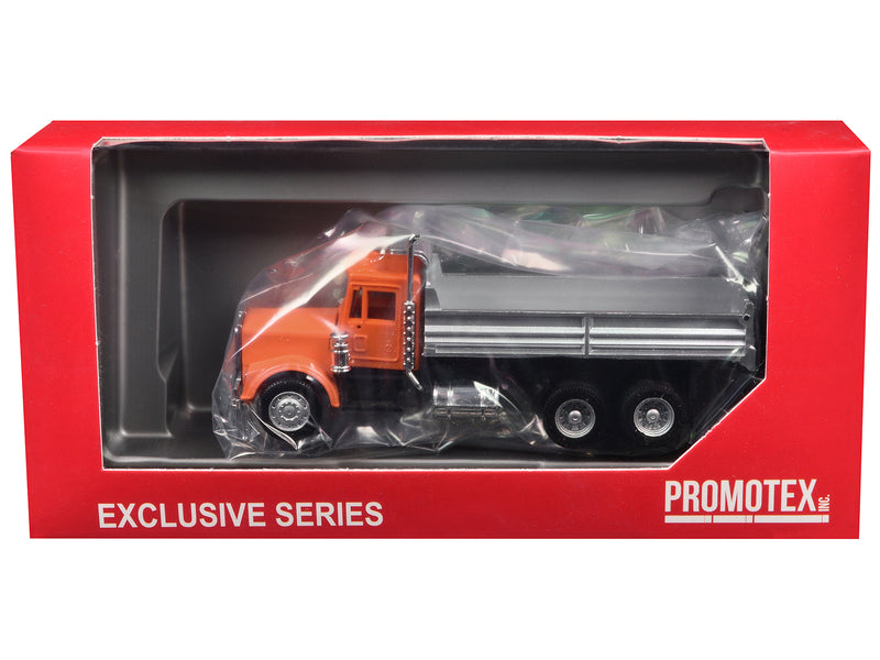 Peterbilt Dump Truck with Orange Cab 1/87 (HO) Plastic Model Car by Promotex