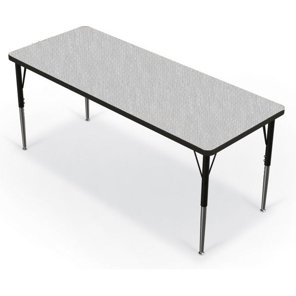 Activity Table - 24 X60  Rectangle - Gray Nebula Top Surface - Black Edgeband