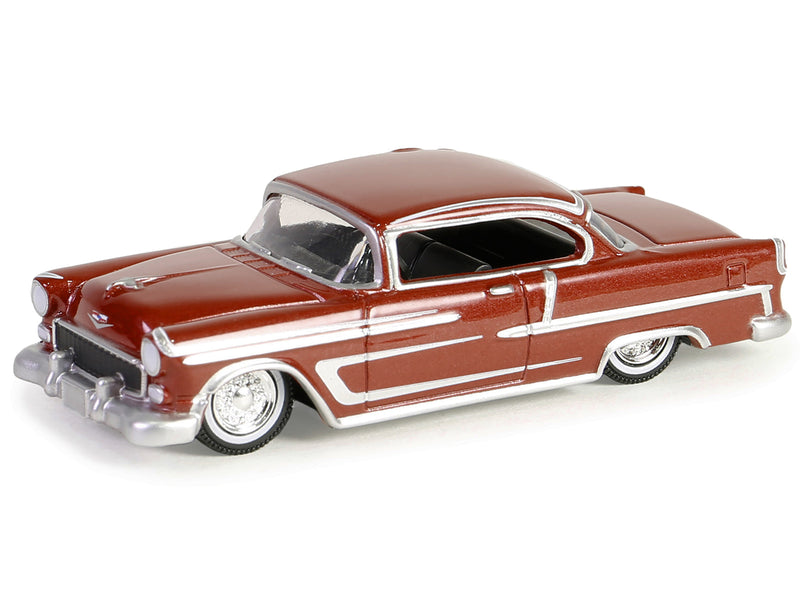 1955 Chevrolet Bel Air Lowrider Red Metallic and Silver California Lowriders Series 5 1/64 Diecast Model Car by Greenlight