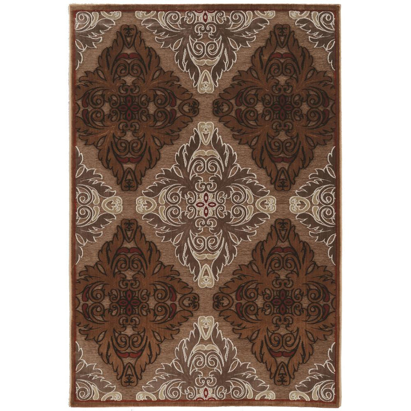 Hi Lo Medallions Brown & Beige 5x8, Rug