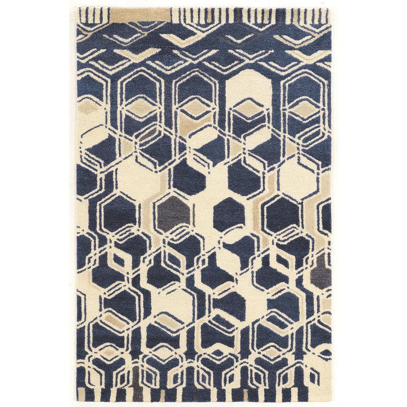 Aspire Wool Impose Ivory & Navy 5x8, Rug