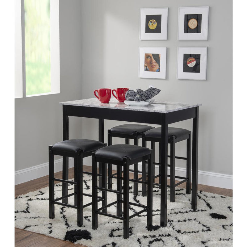 Lancer 3 Piece Tavern Set, Faux Black Marble