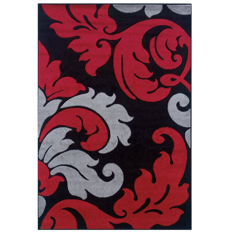 Corfu Damask Black & Red 5x7.7, Rug