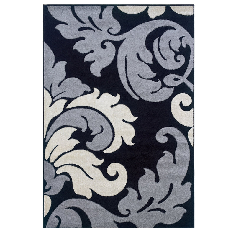 Corfu Damask Black & Grey 8x10.3, Rug