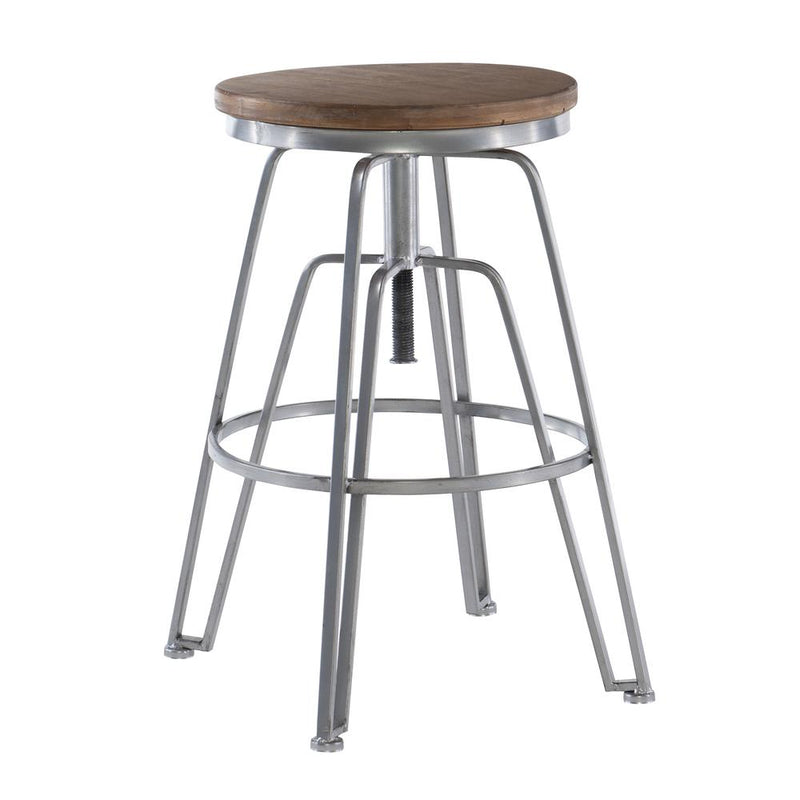 Silver Wood And Metal Adjustable Stool