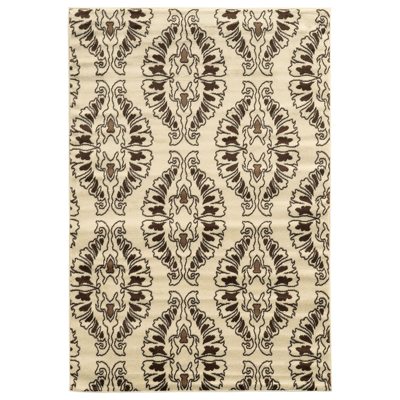 Elegance Neice White & Brown 8x10, Rug