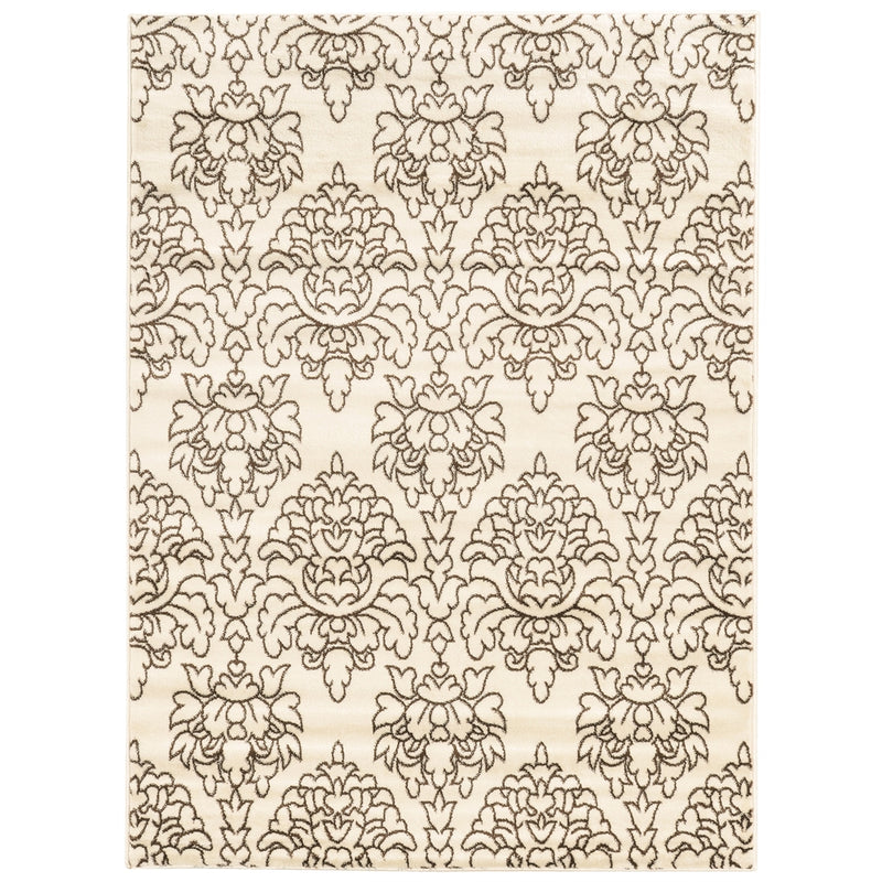 Elegance Damask Cream & Brown 8' X 10', Rug