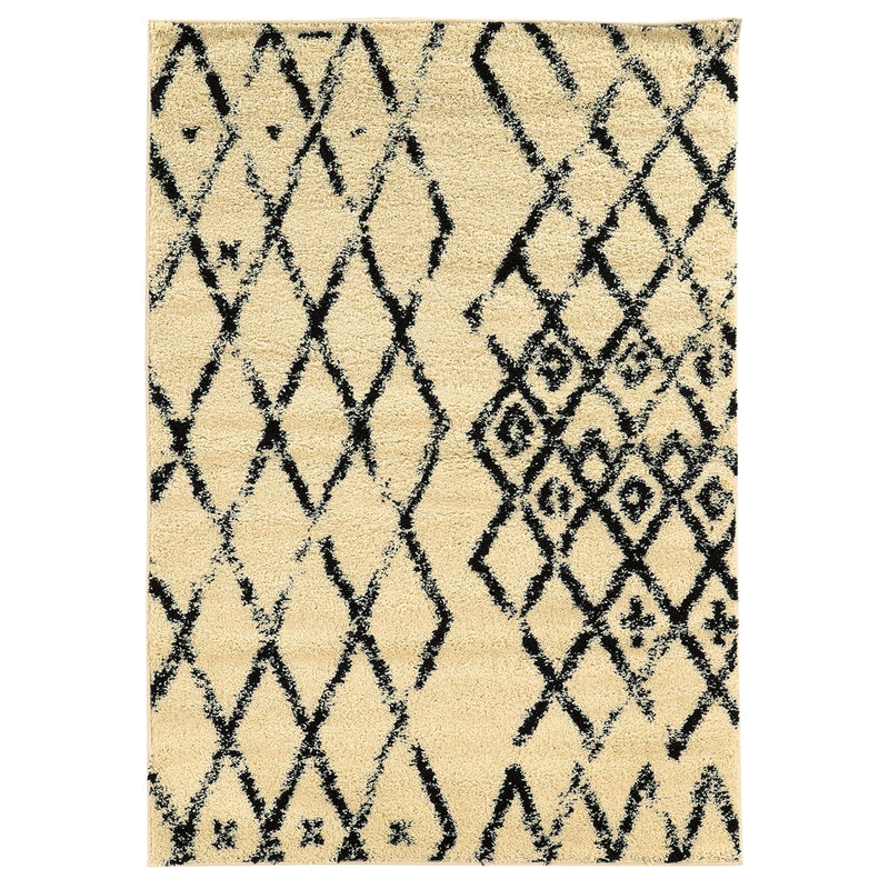 Morrocan Marrakes Ivory & Black 5' X 7', Rug