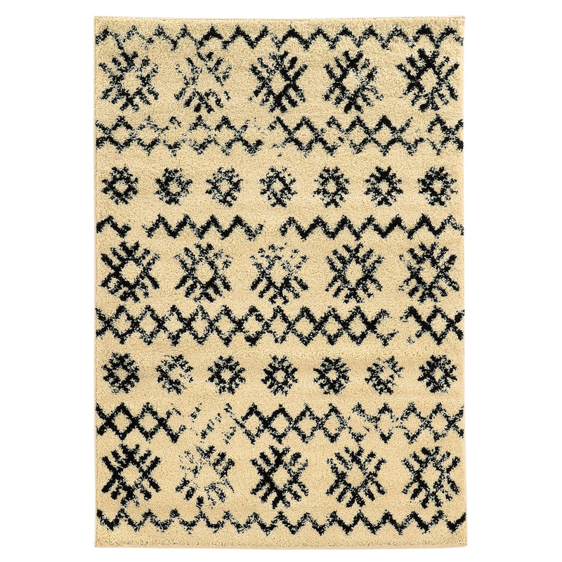 Morrocan Mekenes Ivory & Black 3' X 5', Rug