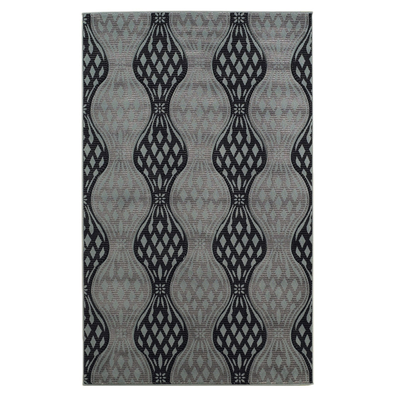 Milan Mylon Black & Turquoise 5x7.6, Rug