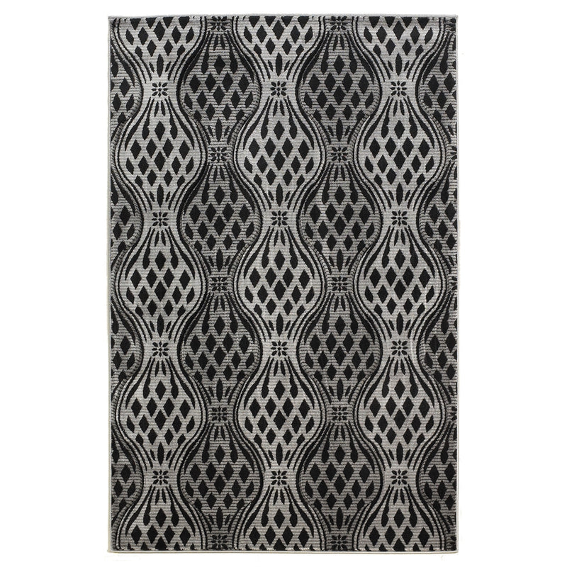 Milan Mylon Black & Grey 5x7.6, Rug