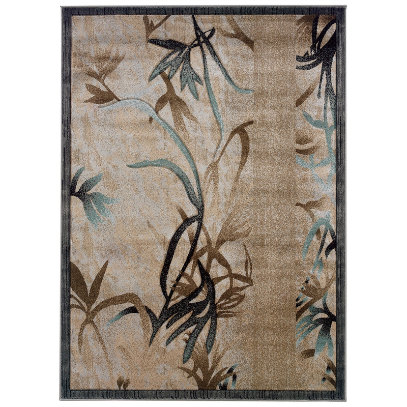 Milan Roth Beige & Aqua 5x7.6, Rug