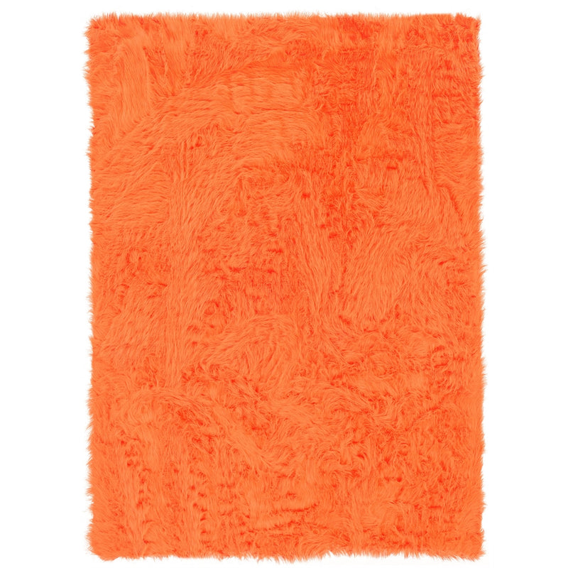 Faux Sheepskin Orange & Orange 3 X 5