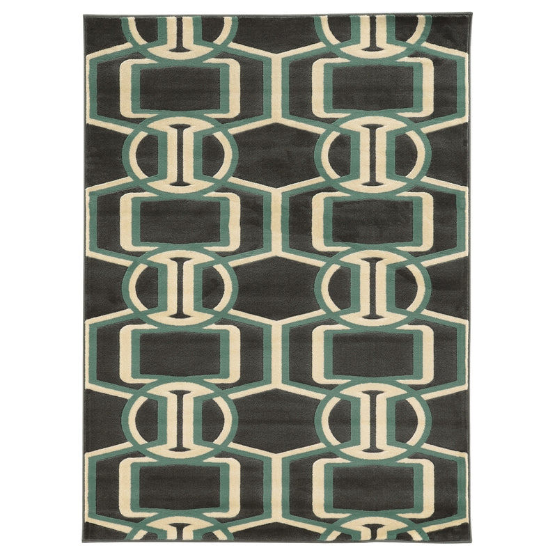 Roma Bridle Chocolate & Turquoise5x7, Rug