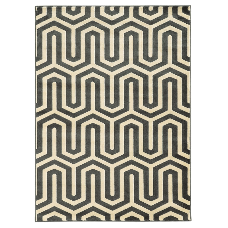 Roma Tangent Charcoal & Grey 8x10, Rug