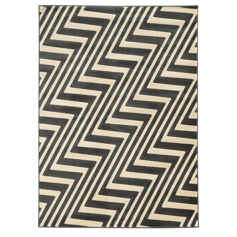 Roma ZigZag Charcoal & Grey 8x10, Rug