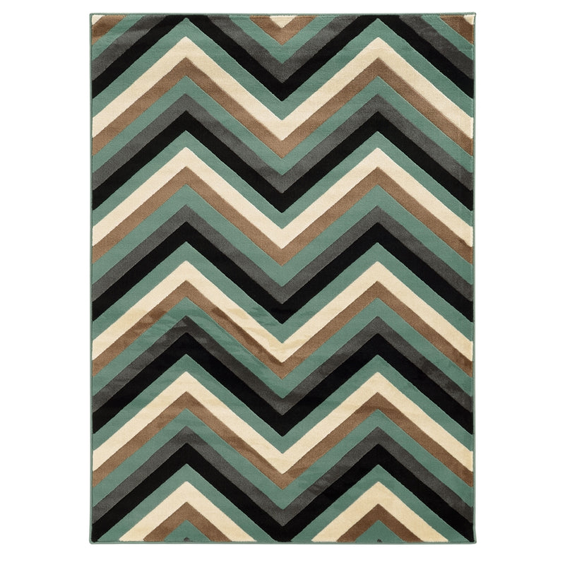 Roma Chevron Turquoise & Grey 5x7, Rug