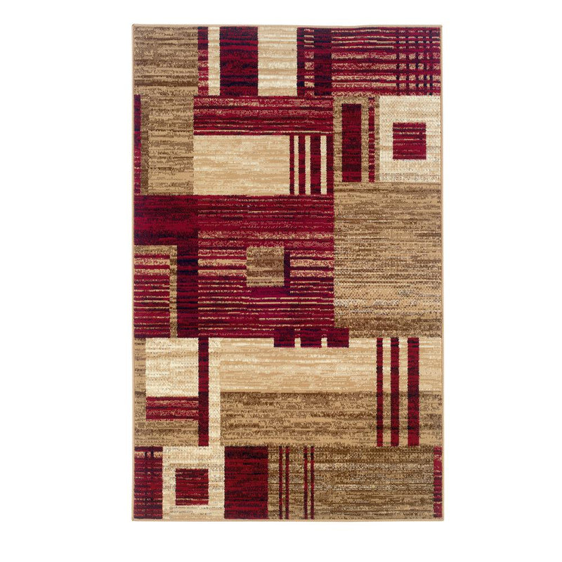 Capri Squares Red & Beige 4.4x7.3, Rug