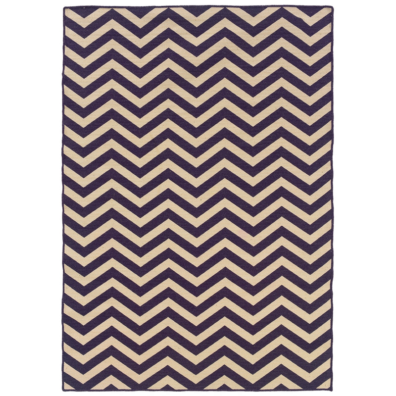 Salonika Reversible Chevron Purple 5x8, Rug