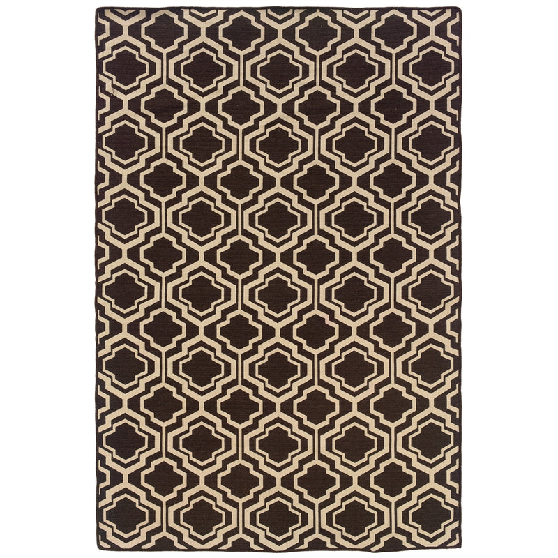 Salonika Reversible Quatrefoil Brown 5x8, Rug