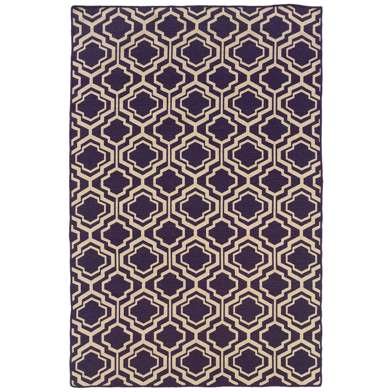 Salonika ReversibleQuatrefoil Purple 5x8, Rug