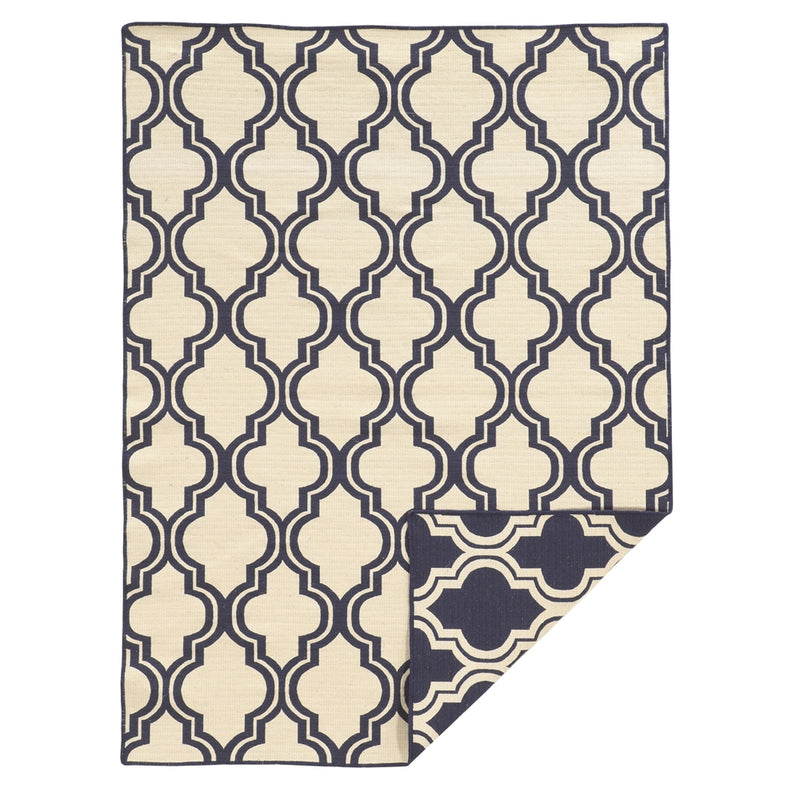 Salonika Reversible Quatrefoil Blue 5x8, Rug