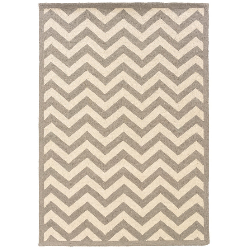 Silhouette Chevron Grey & Ivory 5x7, Rug