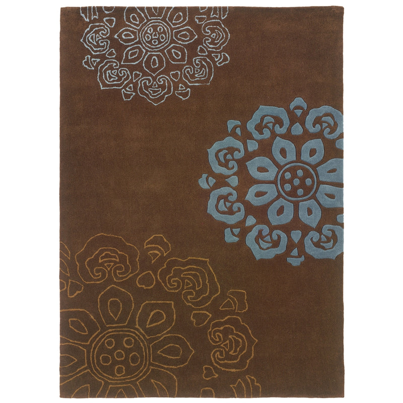 Trio Eryne Chocolate & Blue 8x10, Rug