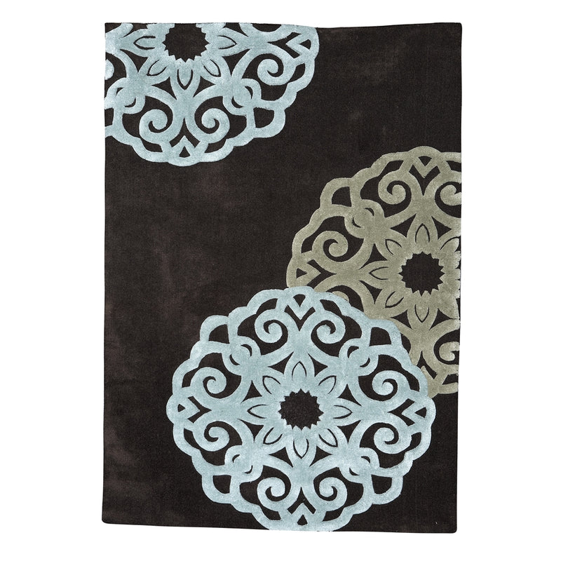 Trio Medallion Chocolate & Ice Blue 5x7, Rug