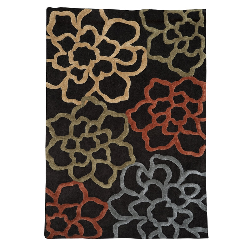 TrioOpenFlwrsChocolate&Pumpkin 5x7, Rug