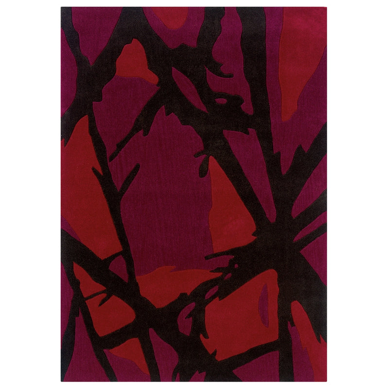 Trio Branch Charcoal & Red 5x7 8x10, Rug