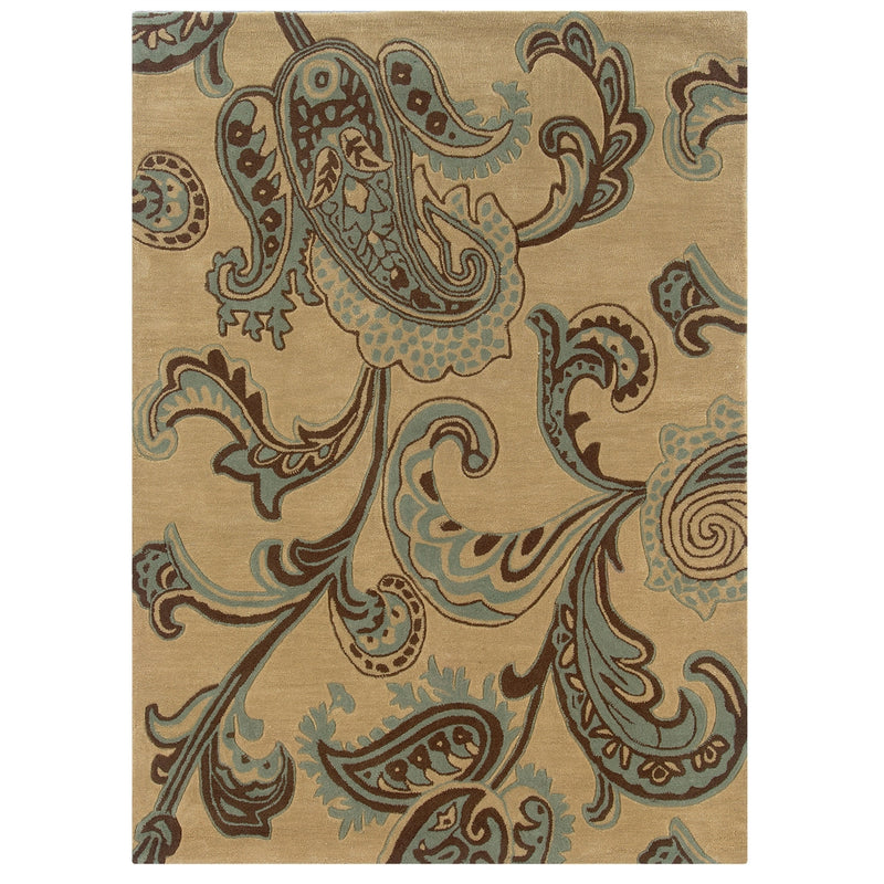 Trio Lahour Beige & Blue 5x7, Rug