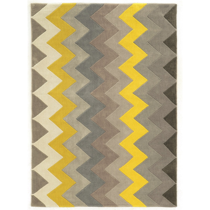 Trio Zig Grey & Yellow 5x7, Rug