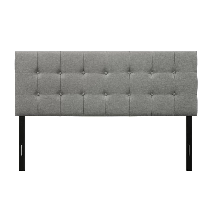 King size Mid-Century Style Button-Tufted Headboard in Grey Upholstered Fabric