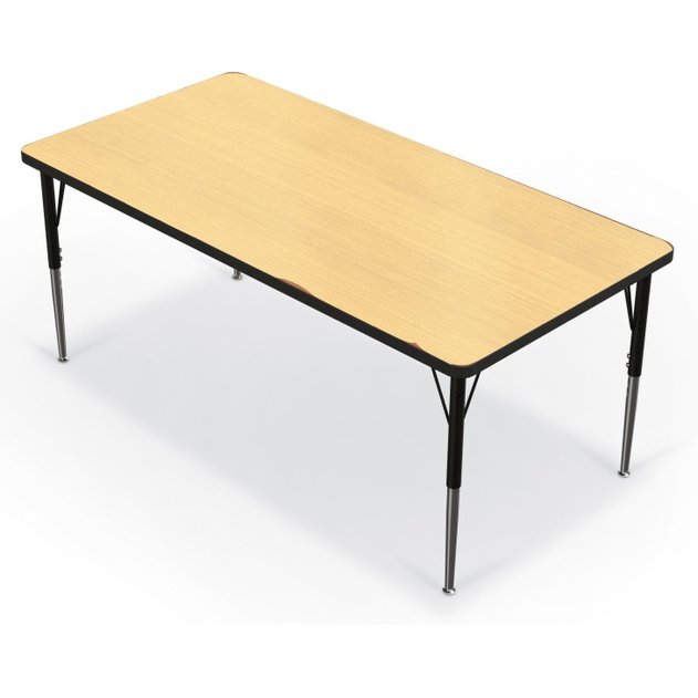 Activity Table - 30 X60  Rectangle - Fusion Maple Top Surface - Black Edgeband